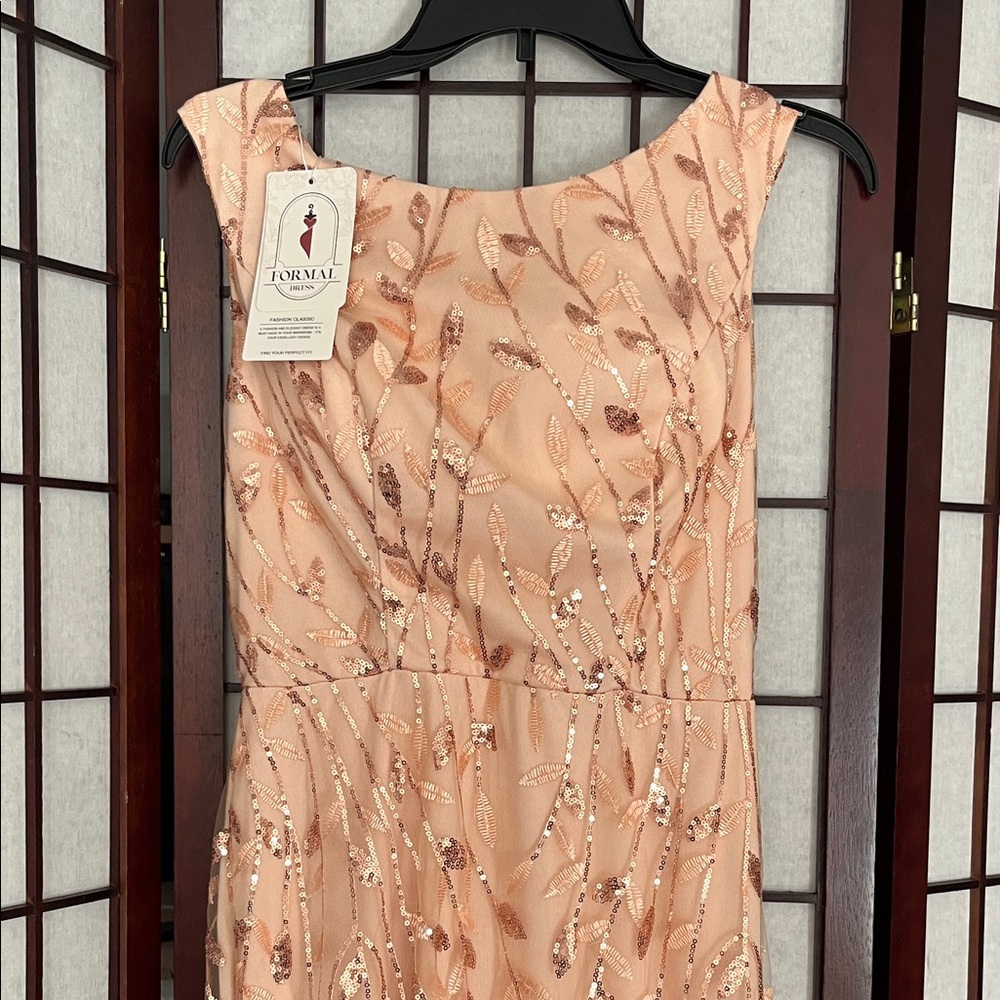 Peach Sequin Evening Gown